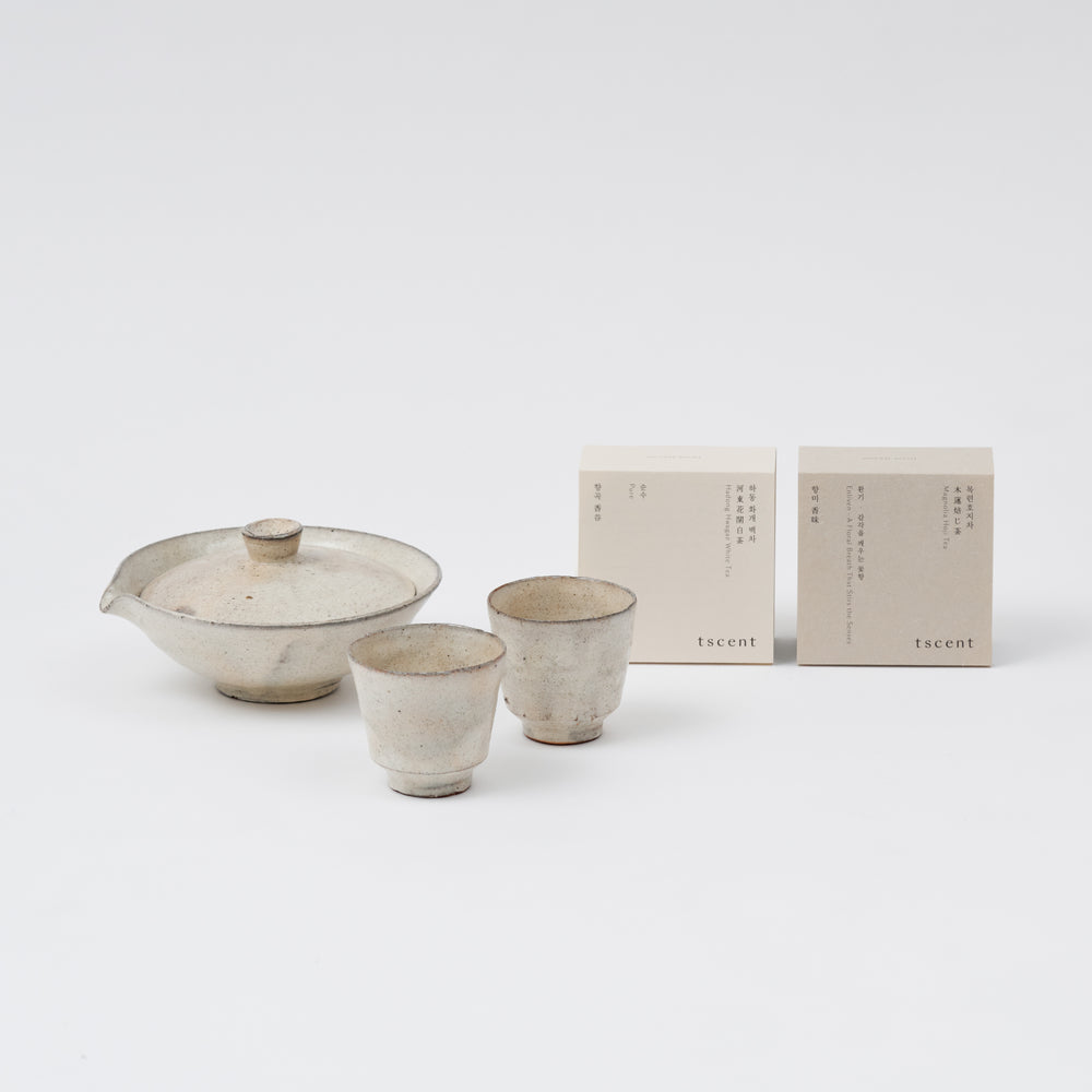 넓은 개완 2인 다도 세트